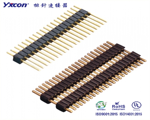 1.27Pin Header, single row,single/ double plastic, 180°